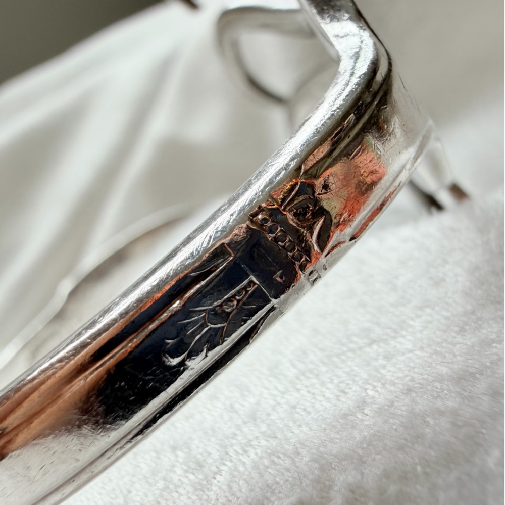 Sterling Silver Plate Sculptural Fork-Form First Love Coachella Cuff Bracelet - Picture 2 of 16